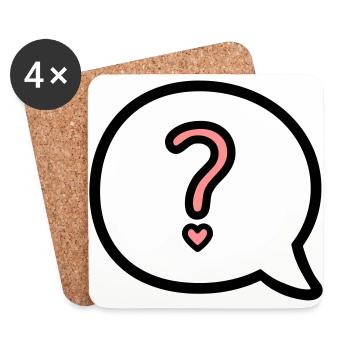 Boule de dialogue avec point d'interrogation et coeur - Dessous de verre (lot de 4) - blanc - Devant