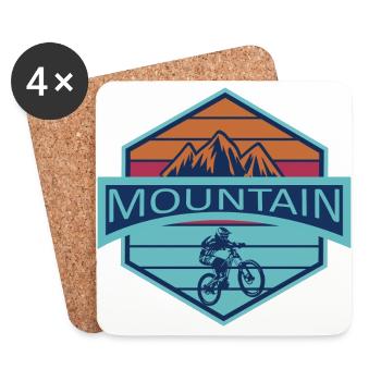 Mountain bike biker MTB - Coasters (set of 4) - white - Front