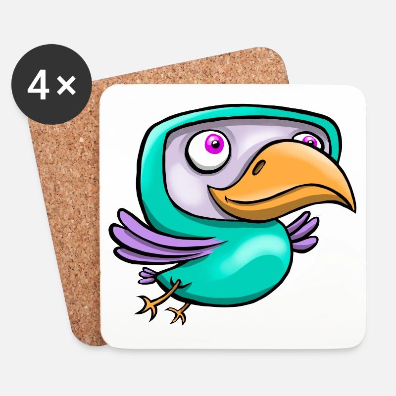 Happy Bird - Coasters (set of 4) - white