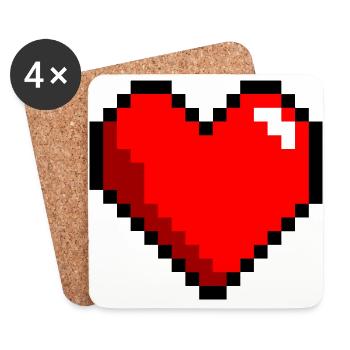 Pixel gaming heart life love - Coasters (set of 4) - white - Front