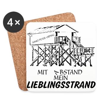 Mit Abstand mein Lieblingsstrand - Untersetzer (4er-Set) - Weiß - Vorne