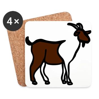 Goat - Line Art - Choose your color - Coasters (set of 4) - white - Front