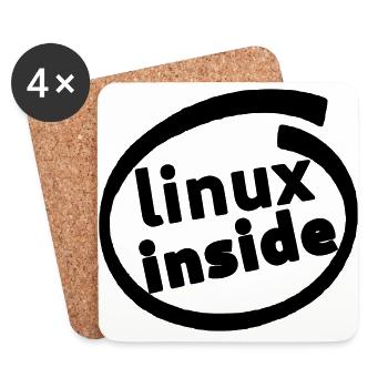 LINUX INSIDE TUX PROGRAMMER LOGO NERD GIFT - Dessous de verre (lot de 4) - blanc - Devant
