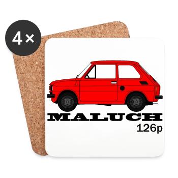 126p 02 Polski samochud Maluch FIAT126P, Poland PRL - Coasters (set of 4) - white - Front
