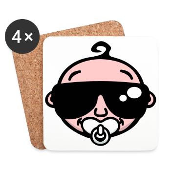 Cool Baby mit Sonnenbrille (Farbe) - Untersetzer (4er-Set) - Weiß - Vorne