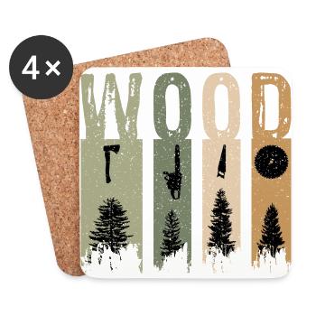 Bois Bois Axe Tronçonneuse Scie à Main Scie Circulaire Arbre - Dessous de verre (lot de 4) - blanc - Devant