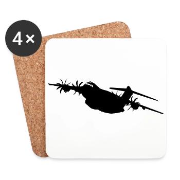 A400M Europa military aircraft, German Air Force - Coasters (set of 4) - white - Front
