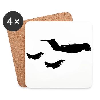 A400M Europa military aircraft, German Air Force - Coasters (set of 4) - white - Front