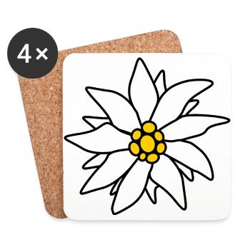Edelweiss - Alpine flower - Coasters (set of 4) - white - Front