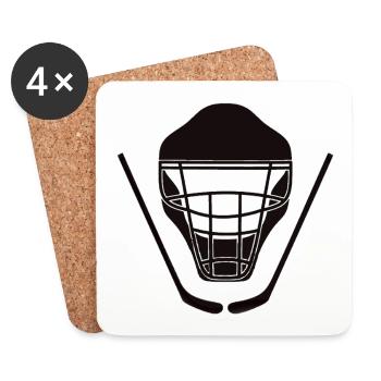 Casque de hockey sur glace masque de hockey sur glace fans idée cadeau - Dessous de verre (lot de 4) - blanc - Devant