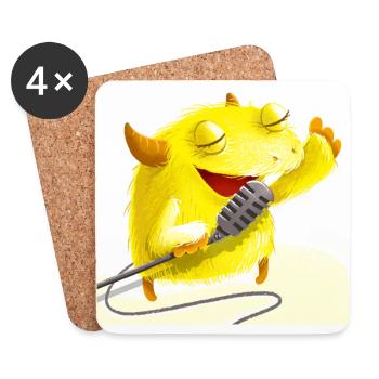 Cool and funny Singer Monster MathBatt - Coasters (set of 4) - white - Front