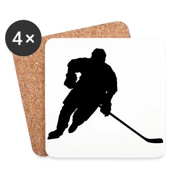 Joueur de hockey sur glace, joueur de hockey sur glace - Dessous de verre (lot de 4) - blanc - Devant