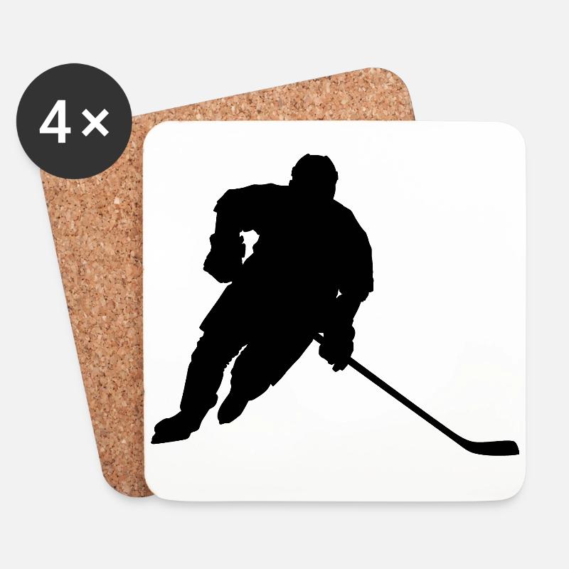 Eishockey Eishockeyspieler, Ice hockey player - Untersetzer (4er-Set) - Weiß