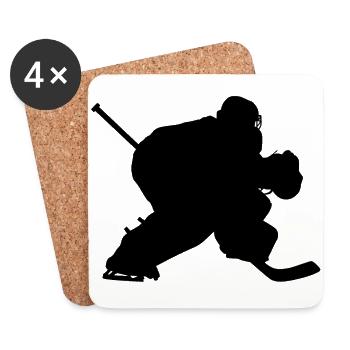 Eishockeyspieler Torhüter, Torwart. Ice hockey - Untersetzer (4er-Set) - Weiß - Vorne