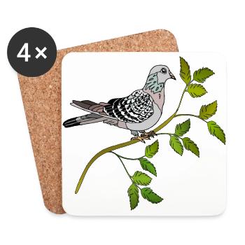 Oiseau - Dessous de verre (lot de 4) - blanc - Devant