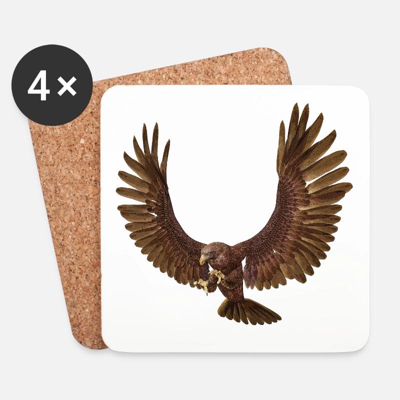 Steinadler, Adler, Greifvogel, Vogel - Untersetzer (4er-Set) - Weiß