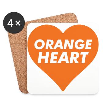 Orange Heart - Coasters (set of 4) - white - Front