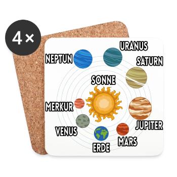 Sonnensystem Planeten Sonne Beschreibung - Untersetzer (4er-Set) - Weiß - Vorne