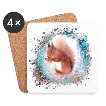 eichhörnchen, braun, malerei, graffiti, hörnchen - Untersetzer (4er-Set) - Weiß - Vorne