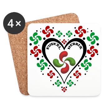Basque Heart - Cœur Basque - Coasters (set of 4) - white - Front