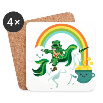 cadeau St Patrick Einhorn dab Kobold drôle - Dessous de verre (lot de 4) - blanc - Devant
