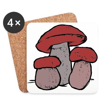 Family Mushroom Forest Dweller Nature Ecology Forest - Coasters (set of 4) - white - Front