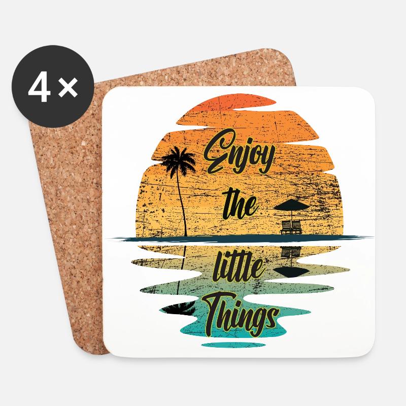 Enjoy the little Things Beach Vintage - Untersetzer (4er-Set) - Weiß