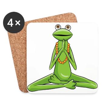Funny Meditating Yoga Frog to Relax - Coasters (set of 4) - white - Front