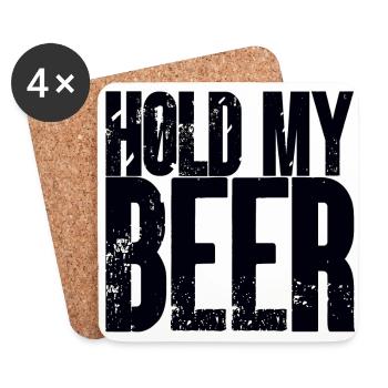 Tenez ma bière HMB citation bière amusante disant drôle - Dessous de verre (lot de 4) - blanc - Devant