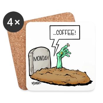 Lundi Café Zombie - Dessous de verre (lot de 4) - blanc - Devant
