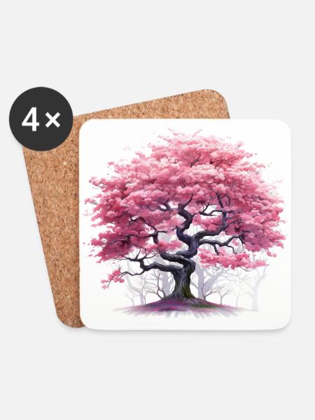 Cherry Blossom Tree - Untersetzer (4er-Set) - Weiß