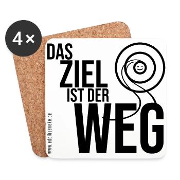 Das Ziel ist der Weg - schwarzer Schriftzug - Untersetzer (4er-Set) - Weiß - Vorne