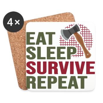bushcraft survival wild outdoor camp - Untersetzer (4er-Set) - Weiß - Vorne