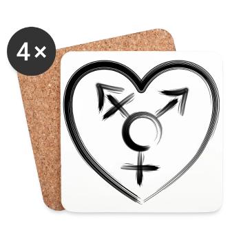 Herzemblem Transgender schwarz - Untersetzer (4er-Set) - Weiß - Vorne