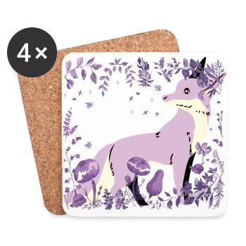 Fuchs Wildtier Wildnis Natur Blume Füchse Fantasy - Untersetzer (4er-Set) - Weiß - Vorne