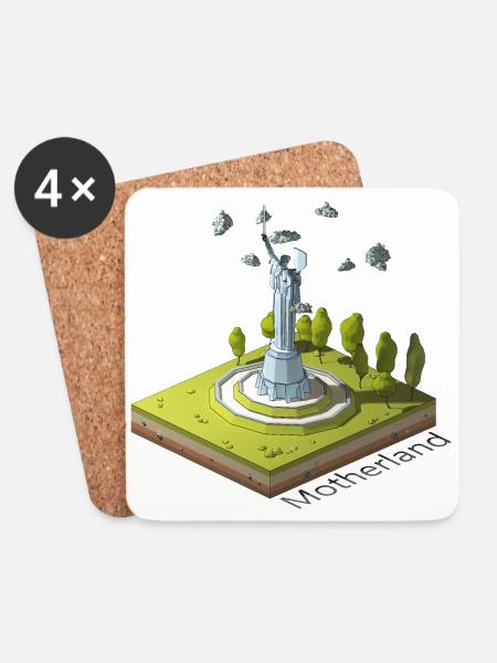 Geometrisches Low-Poly Das Mutterland ruft - Untersetzer (4er-Set) - Weiß