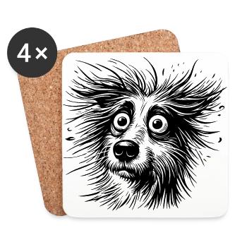 Hund Comic erstaunt, erschreckt - Untersetzer (4er-Set) - Weiß - Vorne