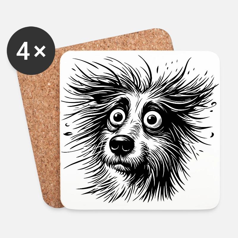 Hund Comic erstaunt, erschreckt - Untersetzer (4er-Set) - Weiß