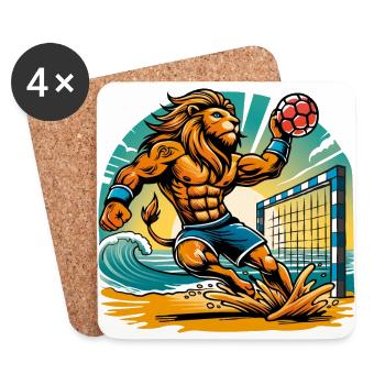 Löwe Beach Handball - Untersetzer (4er-Set) - Weiß - Vorne