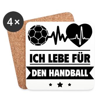 Ich lebe für den Handball - Untersetzer (4er-Set) - Weiß - Vorne