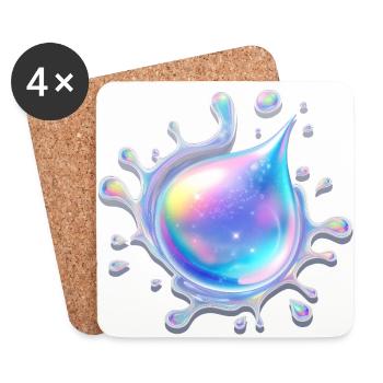 Goutte holographique 💧 - Dessous de verre (lot de 4) - blanc - Devant
