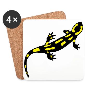Feuersalamander (gebändert) - Untersetzer (4er-Set) - Weiß - Vorne