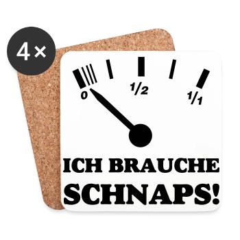ICH BRAUCHE SCHNAPS - Untersetzer (4er-Set) - Weiß - Vorne
