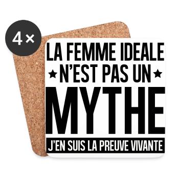 La femme idéale n'est pas un mythe - Dessous de verre (lot de 4) - blanc - Devant