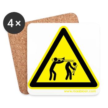 Gefahrenschild Posaune - Untersetzer (4er-Set) - Weiß - Vorne