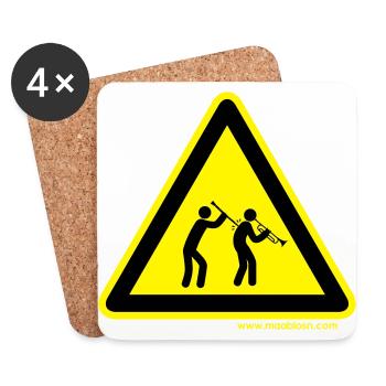 Gefahrenschild Klarinette - Untersetzer (4er-Set) - Weiß - Vorne