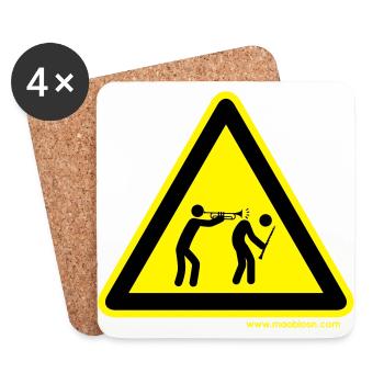 Gefahrenschild Trompete - Untersetzer (4er-Set) - Weiß - Vorne