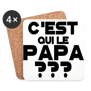 C'est qui le papa - Dessous de verre (lot de 4) - blanc - Devant