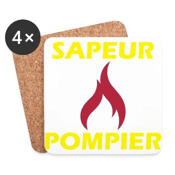 sapeur-pompier - Dessous de verre (lot de 4) - blanc - Devant