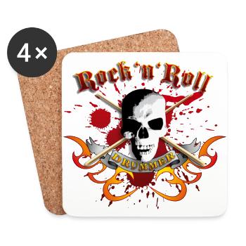 drummer_skull_a - Coasters (set of 4) - white - Front